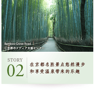 STORY02 在京都名胜景点悠然漫步和享受温泉带来的乐趣 Bamboo Grove Road ©京都市メディア支援センター